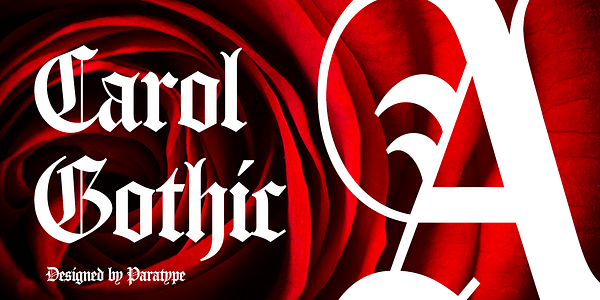 Card displaying Carol Gothic typeface in various styles