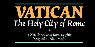 Card displaying Vatican typeface in various styles