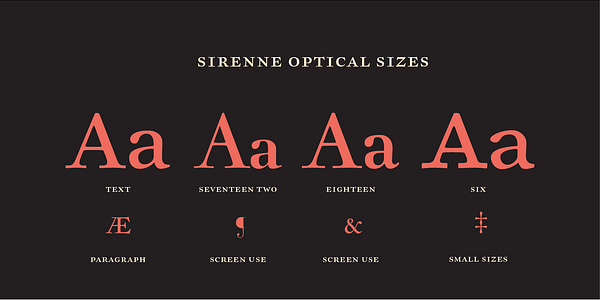 Card displaying MVB Sirenne typeface in various styles