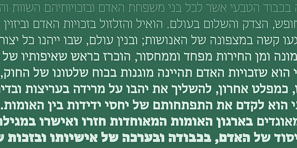 Card displaying Lexia Hebrew typeface in various styles