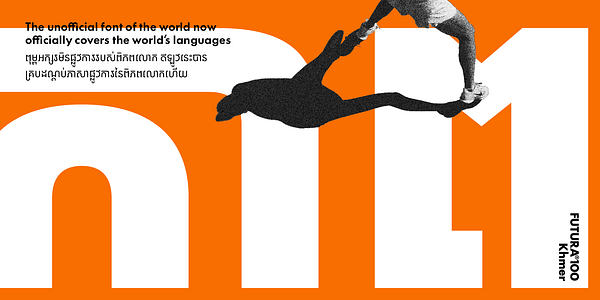 Card displaying Futura®100 Khmer typeface in various styles