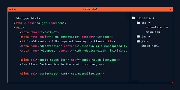 Card displaying Odisseia typeface in various styles