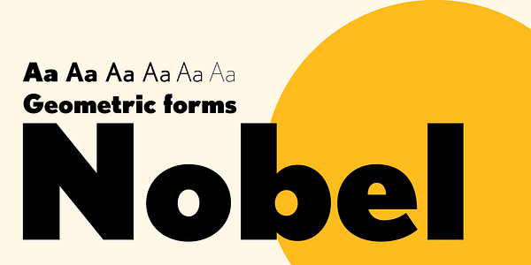 Card displaying Nobel typeface in various styles