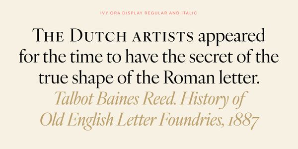 Card displaying IvyOra typeface in various styles