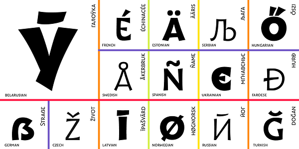 Card displaying Wak typeface in various styles