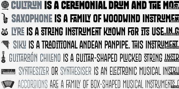 Card displaying Mazurquica Variable typeface in various styles