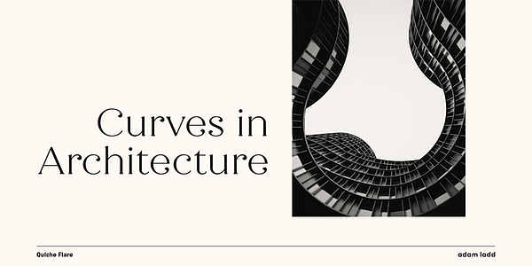 Card displaying Quiche Flare typeface in various styles