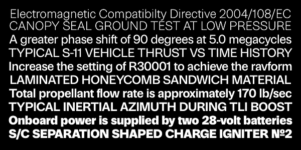 Card displaying Parabolica typeface in various styles