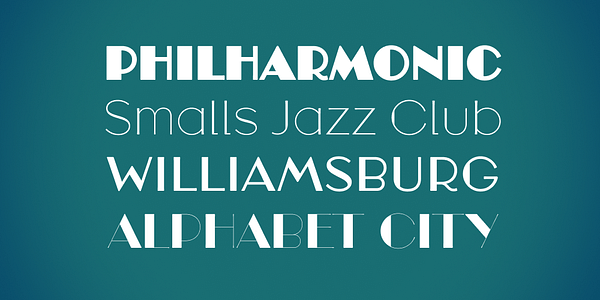 Card displaying Broadacre typeface in various styles