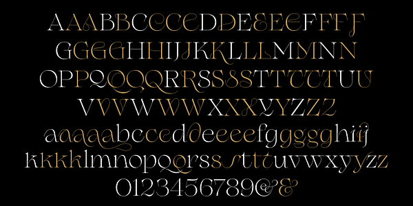 Scheda che mostra il font Erotique in vari stili