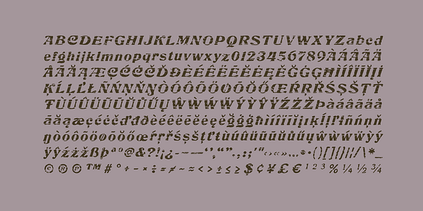 Card displaying Charbroiled typeface in various styles