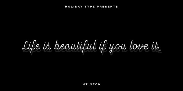 Card displaying HT Neon typeface in various styles