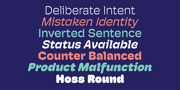 Card displaying Hoss Round typeface in various styles