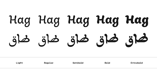 Card displaying Aisha Arabic typeface in various styles