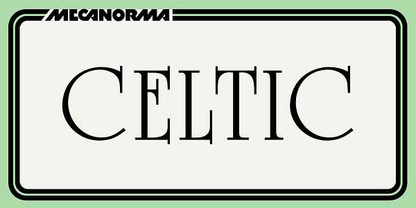 Card displaying Celtic MN typeface in various styles
