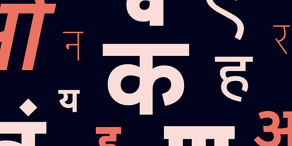 Card displaying Aktiv Grotesk Devanagari typeface in various styles