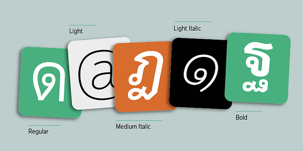 Card displaying Pracharath typeface in various styles