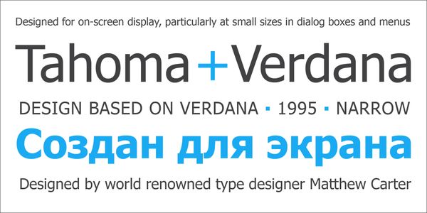 Card displaying Tahoma typeface in various styles