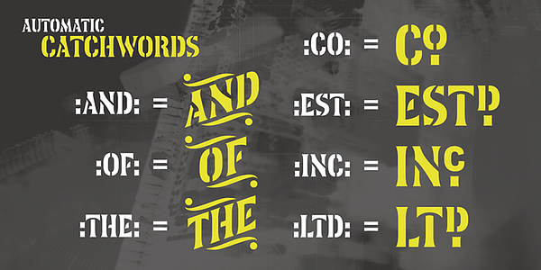 Card displaying Sheller Stencil typeface in various styles