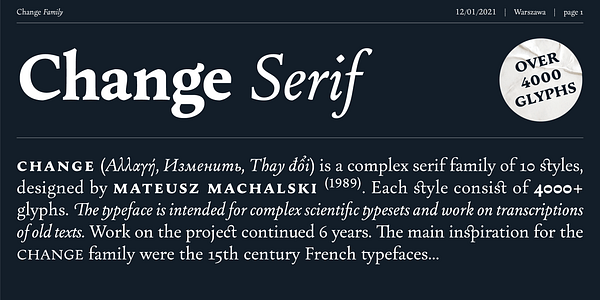 Card displaying Change typeface in various styles