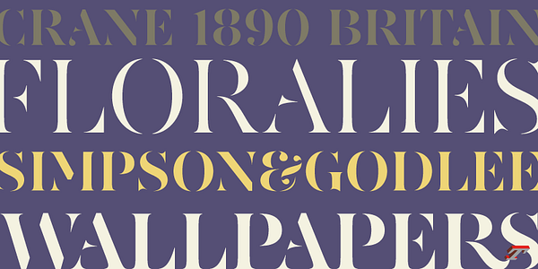 Card displaying AW Conqueror Stincilla typeface in various styles