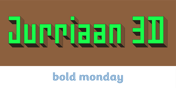 Card displaying Jurriaan 3D typeface in various styles
