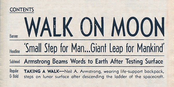 Card displaying Newshound typeface in various styles