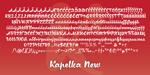 Card displaying Kapelka New typeface in various styles