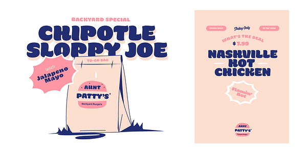 Card displaying Hegante Display typeface in various styles