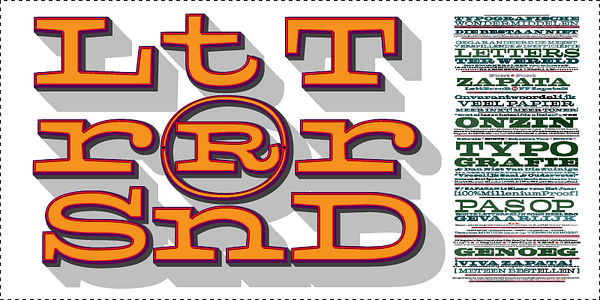 Card displaying LTR Slab Extended Variable typeface in various styles