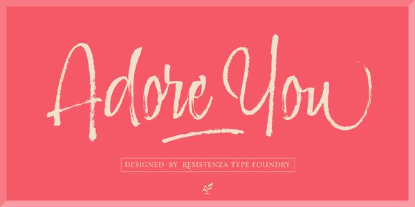 Card displaying Adore You typeface in various styles