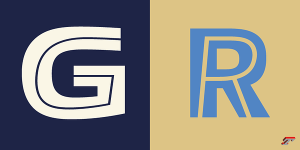 Card displaying Allumi Inline typeface in various styles