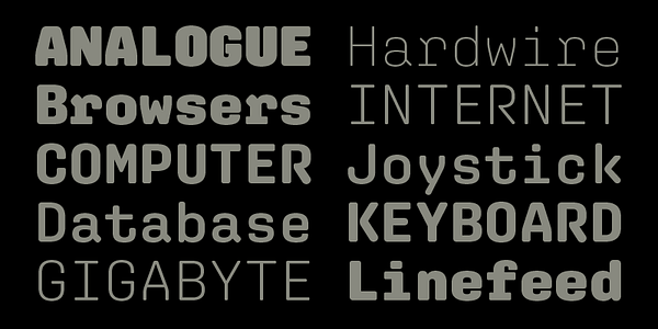 Card displaying Aglet Mono typeface in various styles