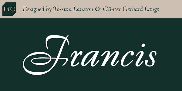 Card displaying LTC Francis typeface in various styles