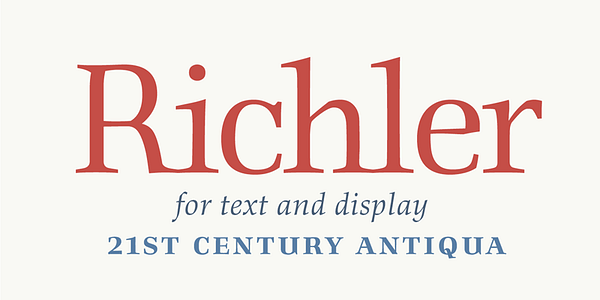 Card displaying Richler Pro PE typeface in various styles