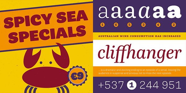 Card displaying Buendia typeface in various styles