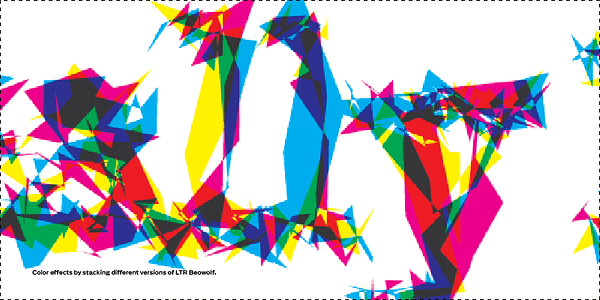 Card displaying LTR Beowolf typeface in various styles