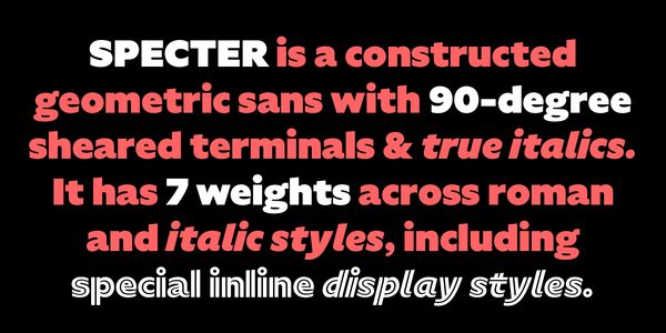 Card displaying Specter typeface in various styles