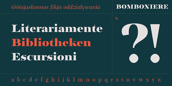 Card displaying Bomboniere typeface in various styles