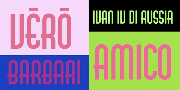 Card displaying AM Udine typeface in various styles