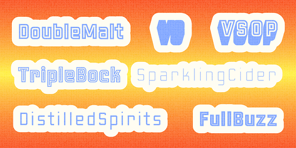 Card displaying Liquorstore Bolder typeface in various styles