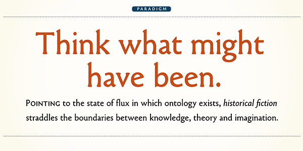 Card displaying Paradigm Pro typeface in various styles