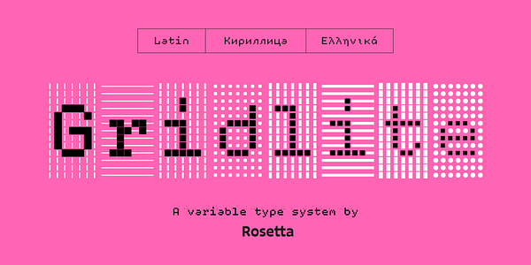 Card displaying Gridlite PE Variable typeface in various styles