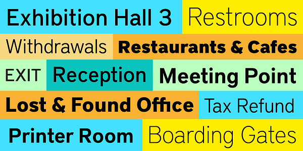 Card displaying District typeface in various styles