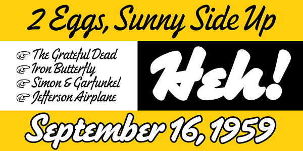 Card displaying Heckle Variable typeface in various styles