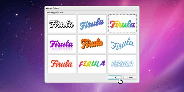 Card displaying Firula typeface in various styles