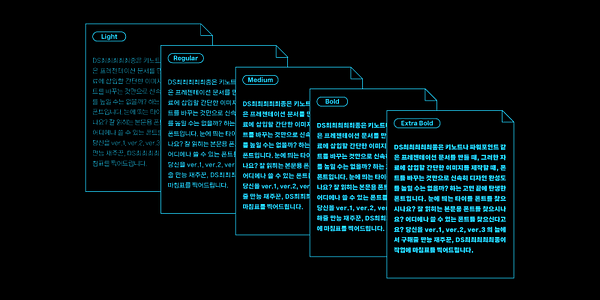 Card displaying DS EndEndEnd typeface in various styles