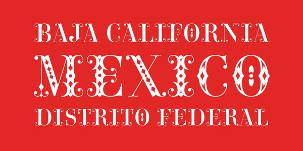 Card displaying Carmen Fiesta typeface in various styles