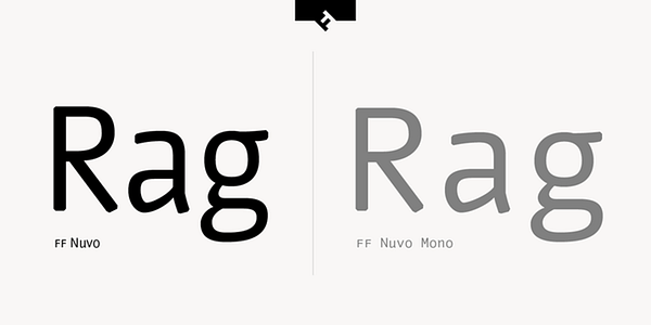 Card displaying FF Nuvo typeface in various styles