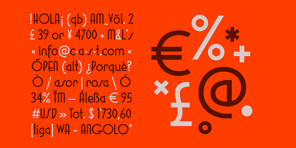 Card displaying AM Marche typeface in various styles
